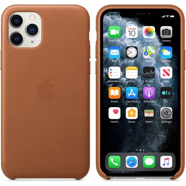Чехол кожаный оригинальный iPhone 11 Pro Leather Case — Saddle Brown (MWYD2) - ТвойGadget