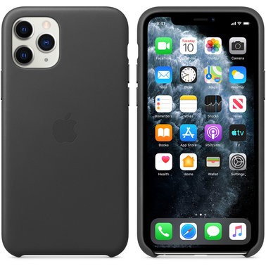 Чехол кожаный оригинальный iPhone 11 Pro Leather Case — Black (MWYE2) - ТвойGadget