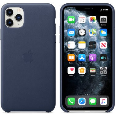 Чехол кожаный оригинальный iPhone 11 Pro Leather Case — Midnight Blue (MWYG2) - ТвойGadget