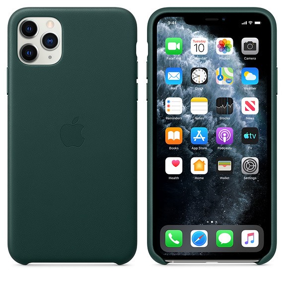 Чохол оригінальний шкіряний iPhone 11 Pro Max Leather Case – Forest Green (MX0C2) - ТвойGadget