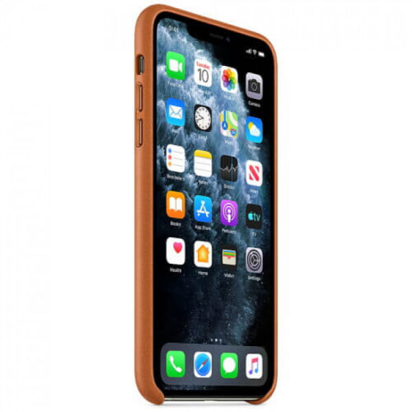 Чехол кожаный оригинальный iPhone 11 Pro Max Leather Case — Saddle Brown (MX0D2) - ТвойGadget