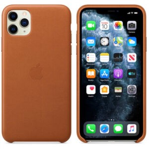 Чехол кожаный оригинальный iPhone 11 Pro Max Leather Case - Saddle Brown (MX0D2) — изображение 1