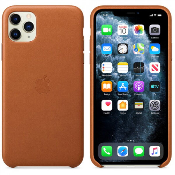 Чехол кожаный оригинальный iPhone 11 Pro Max Leather Case — Saddle Brown (MX0D2) - ТвойGadget