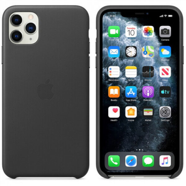 Чехол кожаный оригинальный iPhone 11 Pro Max Leather Case — Black (MX0E2) - ТвойGadget