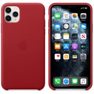 Чохол шкіряний оригінальний iPhone 11 Pro Max Leather Case - PRODUCT RED (MX0F2) - Зображення 1