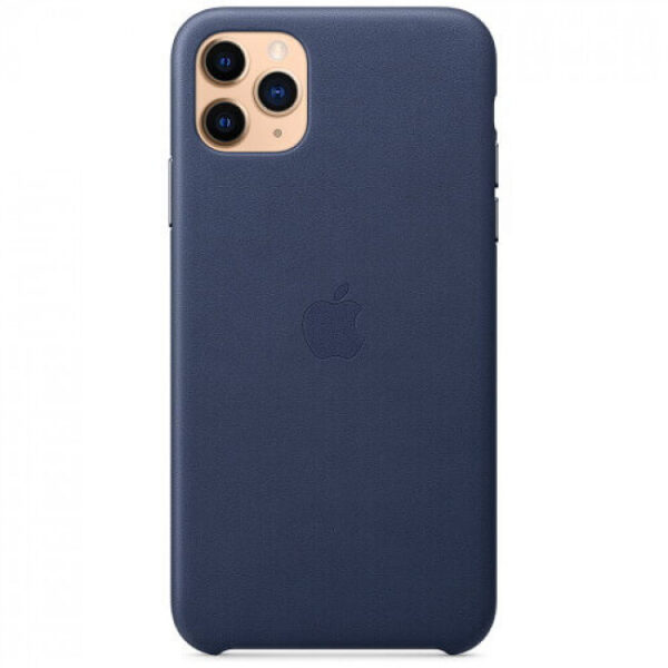 Чехол кожаный оригинальный iPhone 11 Pro Max Leather Case — Midnight Blue (MX0G2) - ТвойGadget