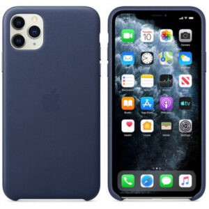 Чехол кожаный оригинальный iPhone 11 Pro Max Leather Case - Midnight Blue (MX0G2) — изображение 1