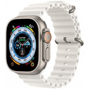 Apple Watch Ultra GPS + Cellular 49mm Titanium Case with White Ocean Band (MNH83/MNHF3) [Вітринні] - Зображення 1