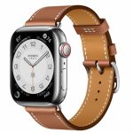 Apple Watch Hermes Series 7 LTE 41mm Silver S. Steel Case w. Gold S. Leather Attelage D.Tour (MKLK3+MKG13) - ТвойGadget