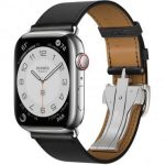 Apple Watch Hermes Series 7 LTE 45mm Space Black S. Steel Case w. Noir Swift Leather S. Tour (MKMW3) - ТвойGadget