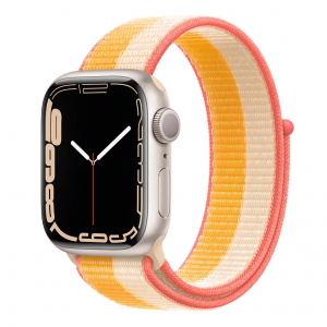 Apple Watch Series 7 GPS 45mm Starlight Alum. Case w. Maize/White S. Loop (MKNP3+ML2Y3)