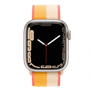Apple Watch Series 7 GPS 45mm Starlight Alum. Case w. Maize/White S. Loop (MKNP3+ML2Y3) - ТвойGadget