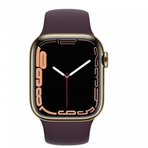 Apple Watch Series 7 GPS + Cellular 41mm Gold S. Steel Case w. Dark Cherry Sport Band (MKHG3) - Зображення 2