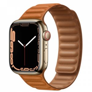 Apple Watch Series 7 GPS + Cellular 41mm Gold S. Steel Case w. Golden B. Leather Link - S/M (MKLE3+ML7K3) - Зображення 1