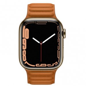Apple Watch Series 7 GPS + Cellular 41mm Gold S. Steel Case w. Golden B. Leather Link - S/M (MKLE3+ML7K3) - Зображення 2