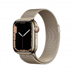Apple Watch Series 7 GPS + Cellular 41mm Gold S. Steel Case w. Golden B. Leather Link – S/M (MKLE3+ML7K3) - ТвойGadget