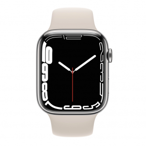 Apple Watch Series 7 GPS + Cellular 41mm Silver Stainless Steel Case w. Starlight Sport Band (MKHE3) — изображение 2