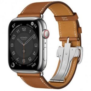 Apple Watch Series 7 Hermes LTE 45mm Sil. S.Steel Case w. Fauve S.Leather S.Tour Dep.Buckle (MKMG3+MKGE3) - Зображення 1