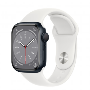 Apple Watch Series 8 GPS 41mm Midnight Aluminum Case w. White Sport Band M/L (MNPC3+MP6X3) - Зображення 1