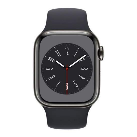 Apple Watch Series 8 GPS + Cellular 45mm Graphite S. Steel Case w. Midnight S. Band (MNKU3) - ТвойGadget