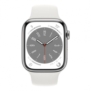 Apple Watch Series 8 GPS + Cellular 41mm Silver S. Steel Case w. White S. Band (MNJ53) — изображение 2