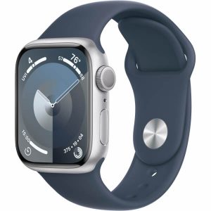Apple Watch Series 9 GPS 45mm Silver Aluminum Case w. Storm Blue Sport Band - S/M (MR9D3) — изображение 1