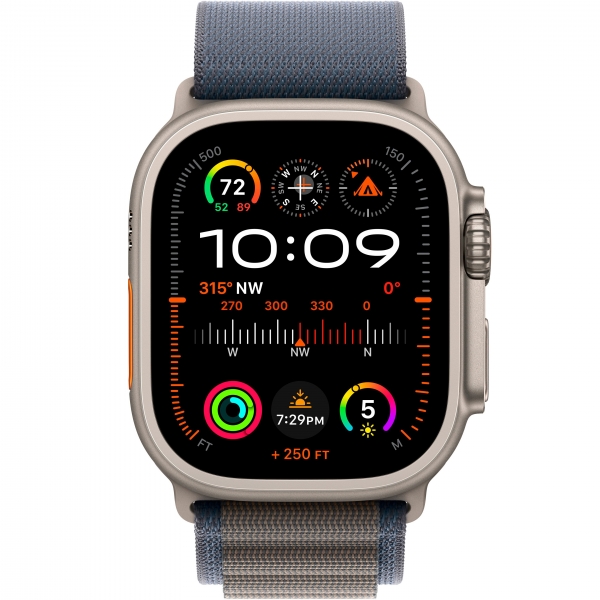 Apple Watch Ultra 2 GPS + Cellular 49mm Titanium Case with Blue Alpine Loop — Small (MREK3/MRFA3) [NEW NO BOX] - ТвойGadget