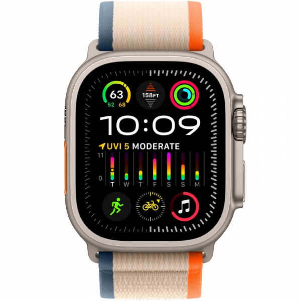 Apple Watch Ultra 2 GPS + Cellular 49mm Titanium Case with Orange/Beige Trail Loop – M/L (MRF23) [NEW NO BOX] - ТвойGadget