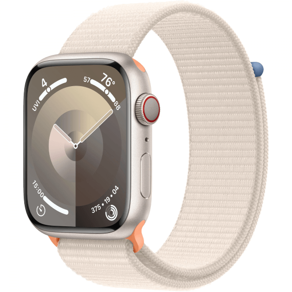 Apple Watch Series 9 GPS + Cellular 45mm Starlight Alu. Case w. Starlight Sport Loop (MRMA3) - ТвойGadget
