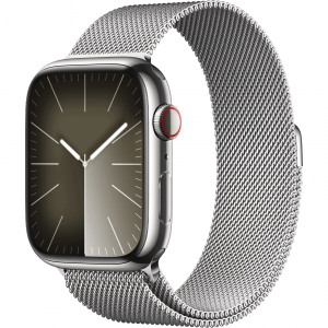 Apple Watch Series 9 GPS + Cellular 45mm Silver S. Steel Case w. Silver Milanese Loop (MRMQ3) - Зображення 1