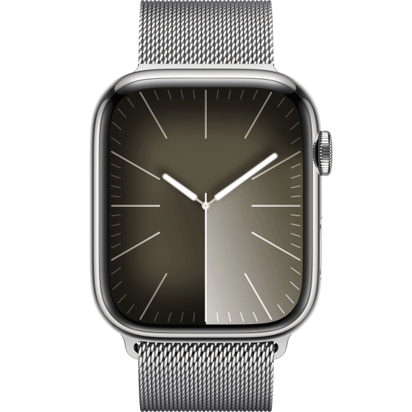 Apple Watch Series 9 GPS + Cellular 45mm Silver S. Steel Case w. Silver Milanese Loop (MRMQ3) - ТвойGadget
