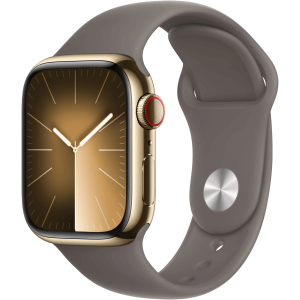 Apple Watch Series 9 GPS + Cellular 45mm Gold S. Steel Case w. Clay Sport Band - S/M (MRMR3) - Зображення 1
