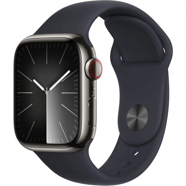 (MRMV3)1 (1) Apple Watch Series 9 GPS + Cellular 45mm Graphite S. Steel Case w. Midnight Sport Band – S/M (MRMV3) - ТвойGadget