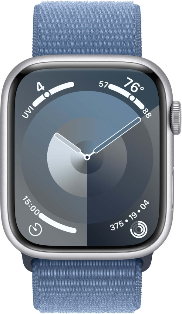 Apple Watch Series 9 GPS + Cellular 45mm Silver Aluminum Case with Winter Blue Sport Loop (MRMJ3) - ТвойGadget