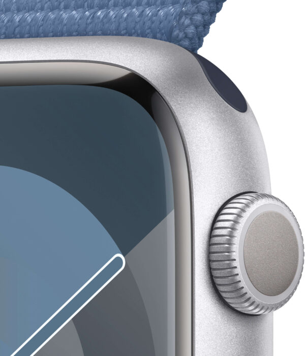 Apple Watch Series 9 GPS + Cellular 45mm Silver Aluminum Case with Winter Blue Sport Loop (MRMJ3) - ТвойGadget