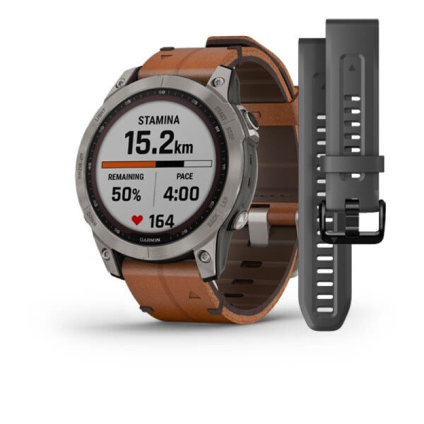 Garmin Fenix 7 Sapphire Solar 1 Смарт-часы Garmin Fenix 7 Sapphire Solar Titanium with Chestnut Leather Band (010-02540-31) - ТвойGadget