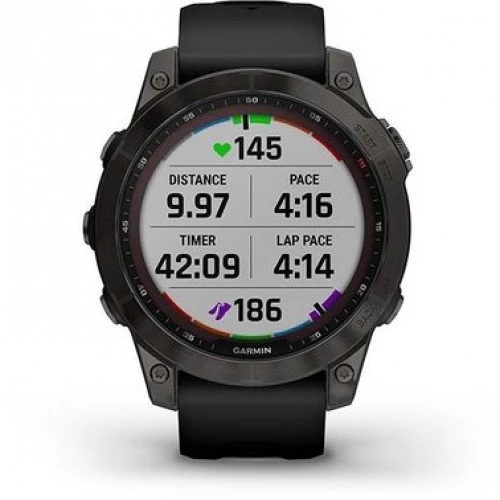 Смарт-часы Garmin Fenix 7 Sapphire Solar Black DLC Titanium with Black Band (010-02540-34/35/47) - ТвойGadget