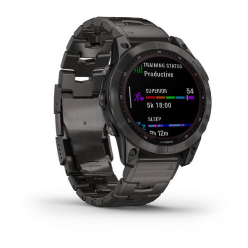 Смарт-годинник Garmin Fenix 7 Sapphire Solar C. Grey DLC Titanium w. Carbon Grey DLC V. Titanium Band (010-02540-39) - ТвойGadget