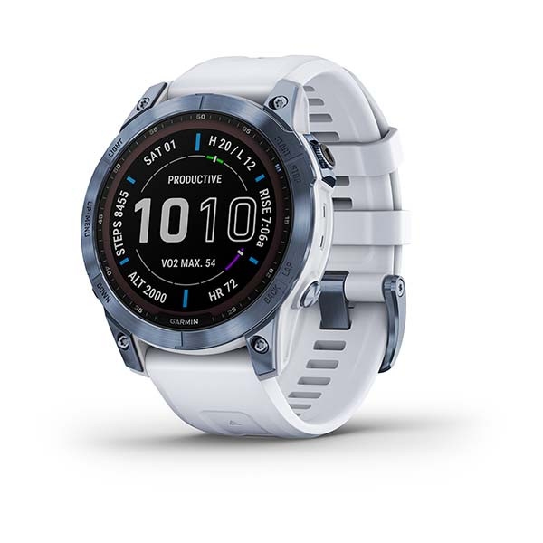Garmin Fenix 7 Sapphire Solar Mineral Blue Titanium1 Смарт-часы Garmin Fenix 7 Sapphire Solar Mineral Blue DLC Titanium with Whitestone Band (010-02540-24/25) - ТвойGadget