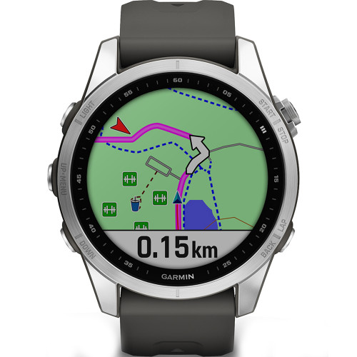 Смарт-часы Garmin Fenix 7S Silver with Graphite Band (010-02539-00/01) [OPEN BOX] - ТвойGadget