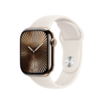 Apple Watch Series 10 GPS + Cellular 42mm Natural Titanium Case w. Stone Grey Sport Band — S/M (MWXD3) - ТвойGadget