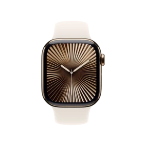 Apple Watch Series 10 GPS + Cellular 42mm Gold Titanium Case w. Starlight Sport Band — M/L (MX073) - ТвойGadget