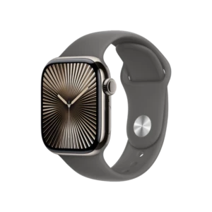 Apple Watch Series 10 GPS + Cellular 42mm Natural Titanium Case w. Stone Grey Sport Band - S/M (MWXD3)