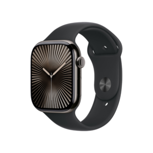 Apple Watch Series 10 GPS + Cellular 42mm Slate Titanium Case w. Black Sport Band - M/L (MWXH3)