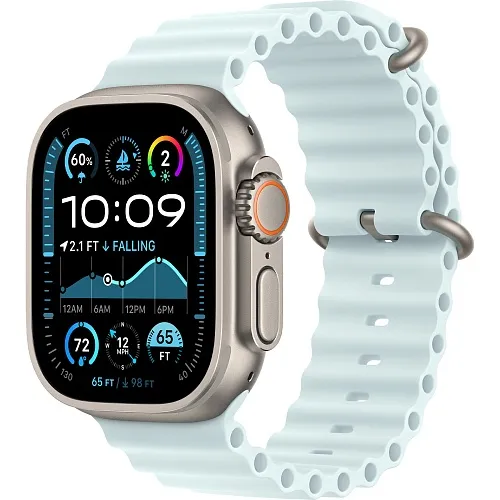 Apple Watch Ultra 2 GPS + Cellular 49mm Natural Titanium Case w. Ice Blue Ocean Band (MYT03+MXTF3) [NEW NO BOX] - ТвойGadget