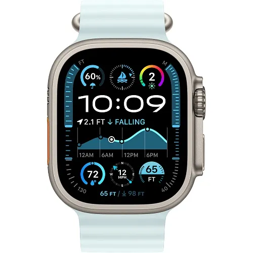 Apple Watch Ultra 2 GPS + Cellular 49mm Natural Titanium Case w. Ice Blue Ocean Band (MYT03+MXTF3) [NEW NO BOX] - ТвойGadget