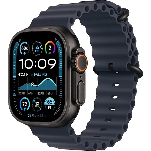 Apple Watch Ultra 2 GPS + Cellular 49mm Black Titanium Case w. Navy Ocean Band (MYTC3+MYPA3) [NEW NO BOX] - ТвойGadget