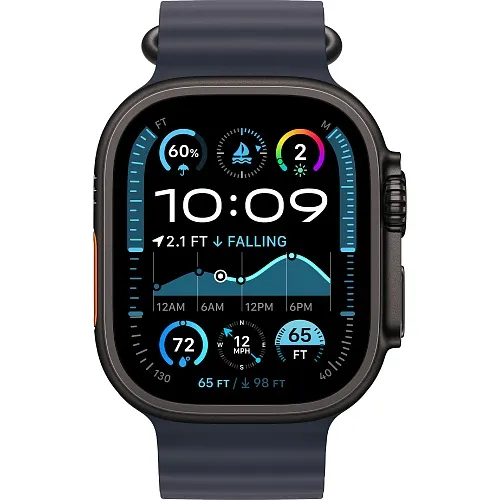 Apple Watch Ultra 2 GPS + Cellular 49mm Black Titanium Case w. Navy Ocean Band (MYTC3+MYPA3) [NEW NO BOX] - ТвойGadget