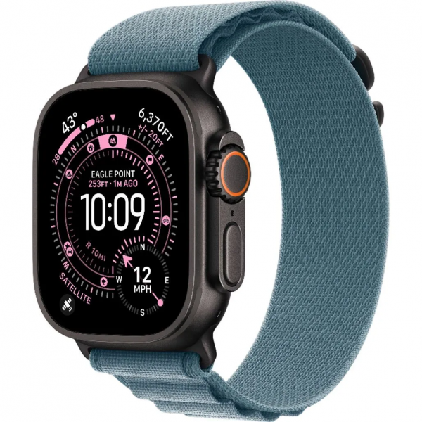 Apple Watch Ultra 3 GPS + Cellular 49mm Black Tit. Case w. Light Blue Alpine Loop — Large (MF254+MG9M4) - ТвойGadget