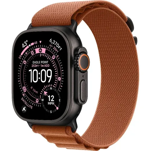 Apple Watch Ultra 3 GPS + Cellular 49mm Black Tit. Case w. Terra Cotta Alpine Loop – Medium (MF254+MG9E4) - ТвойGadget